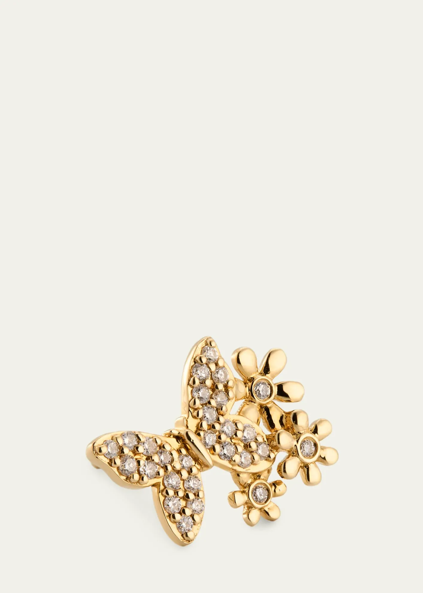 Sydney Evan14K Butterfly Daisy Cluster Stud Earring, Single (Left)