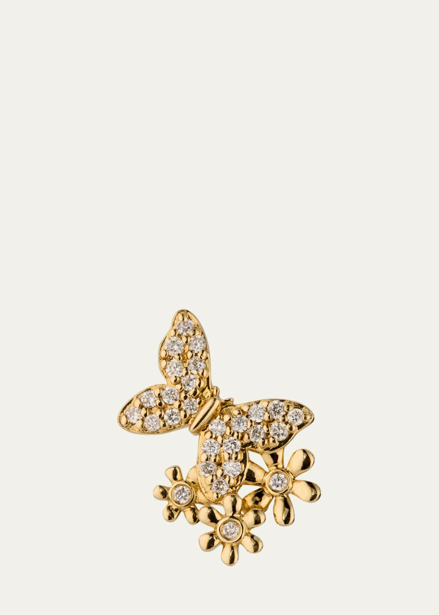 Sydney Evan14K Butterfly Daisy Cluster Stud Earring, Single (Left)