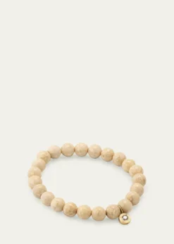 Sydney Evan14k Cream Jasper and Fluted Brown Diamond Charm Bracelet