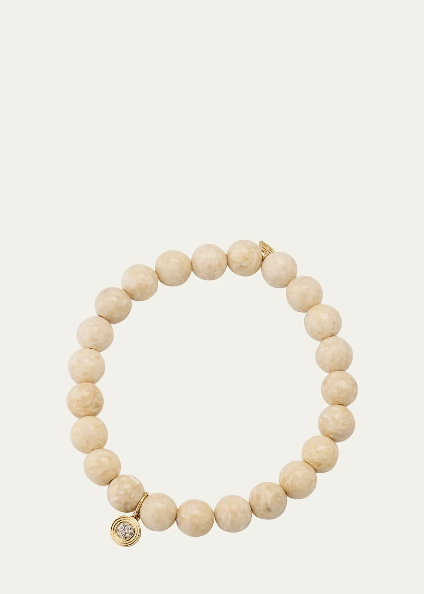 Sydney Evan14k Cream Jasper and Fluted Brown Diamond Charm Bracelet