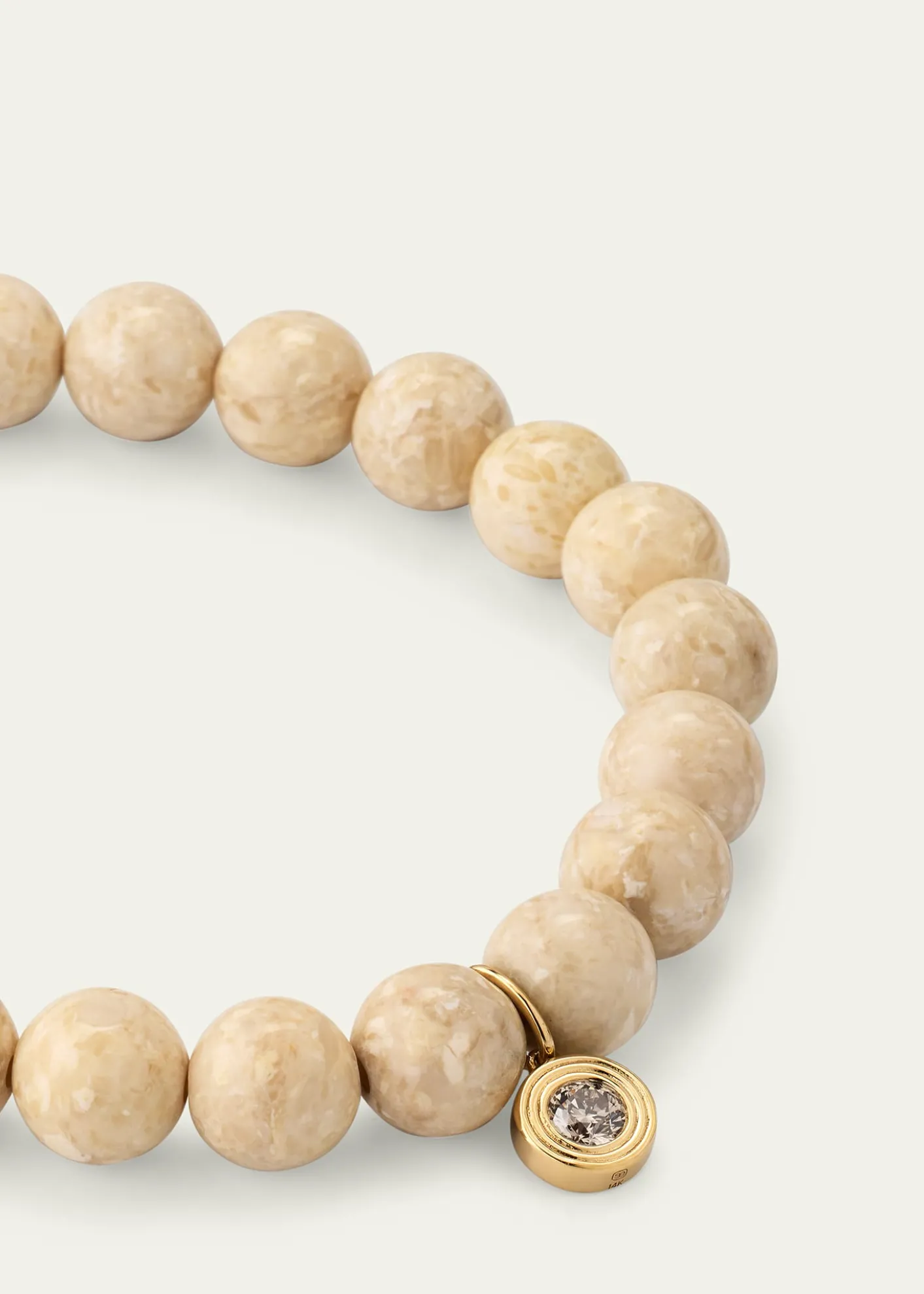 Sydney Evan14k Cream Jasper and Fluted Brown Diamond Charm Bracelet
