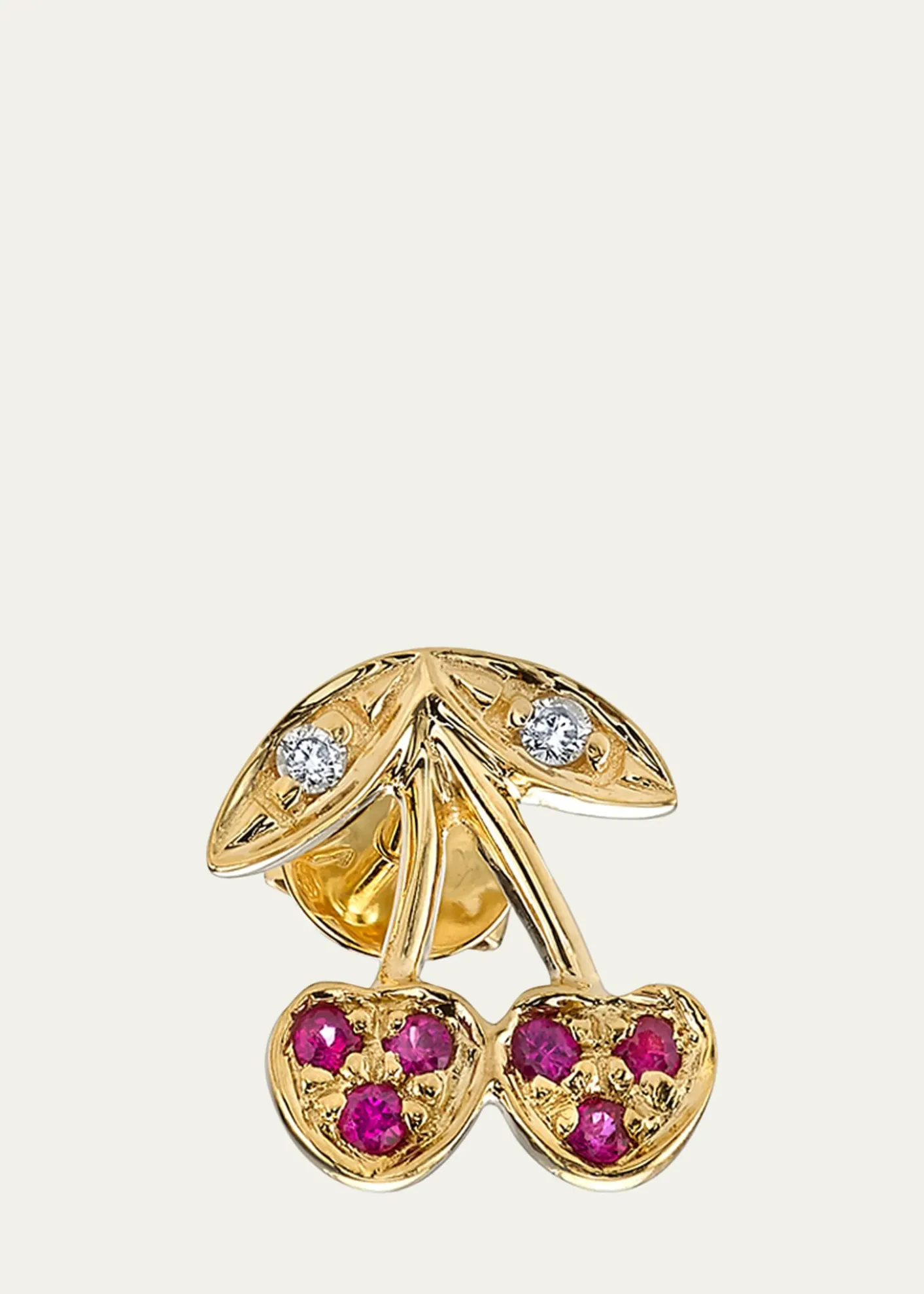 Sydney Evan14K Diamond and Ruby Cherry Stud Earrings