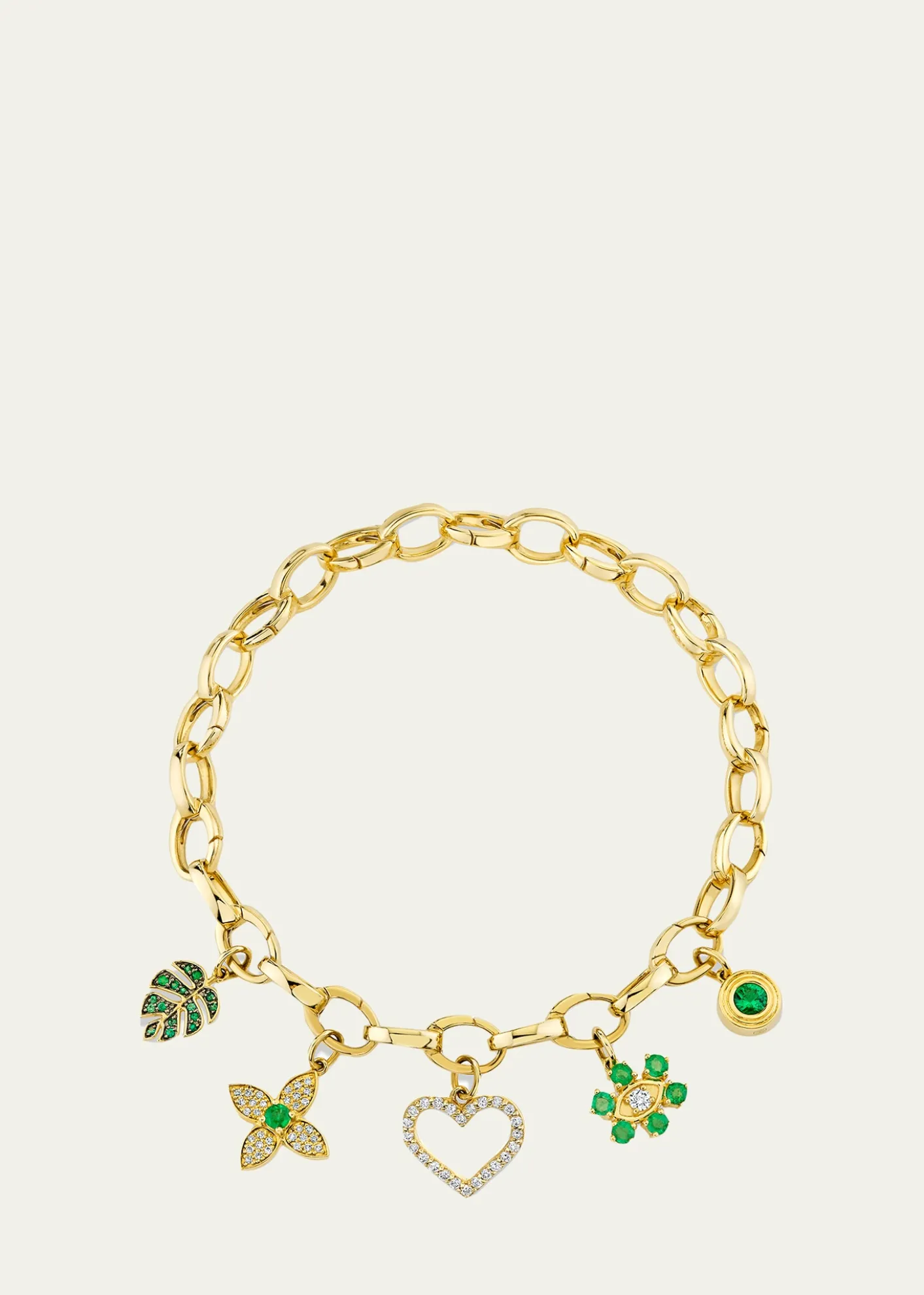 Sydney Evan14K Diamond and Emerald Multi Charm Bracelet