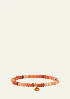 Sydney Evan14K Diamond Bezel Eye on Fire Opal Stretch Bracelet
