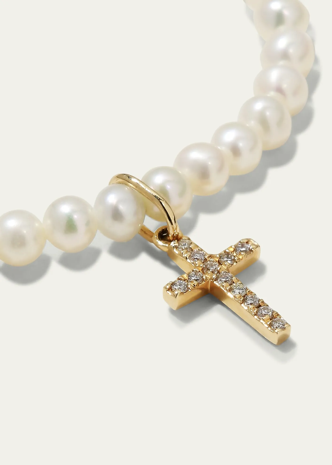 Sydney Evan14k Diamond Cross & Pearl Bracelet