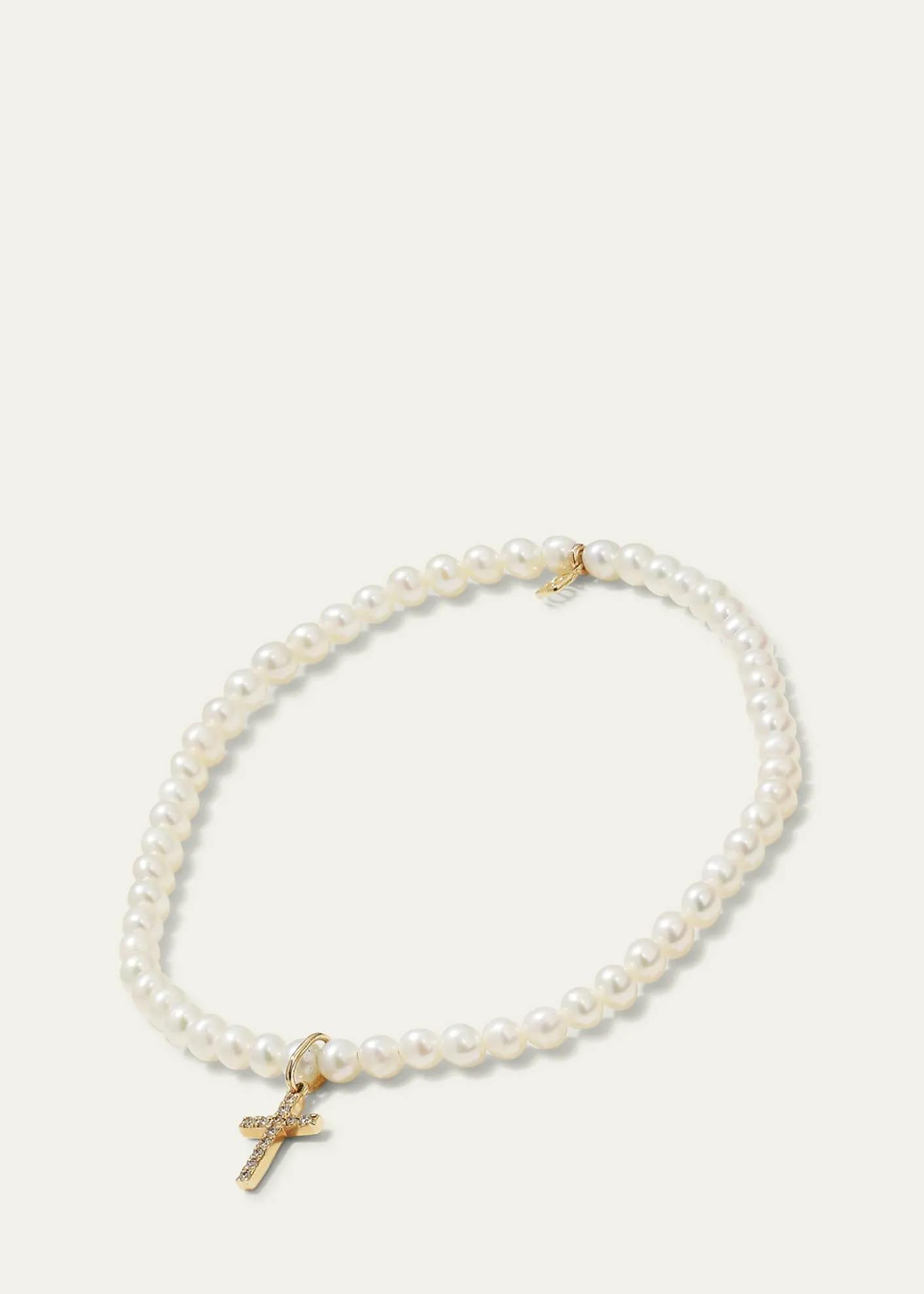 Sydney Evan14k Diamond Cross & Pearl Bracelet