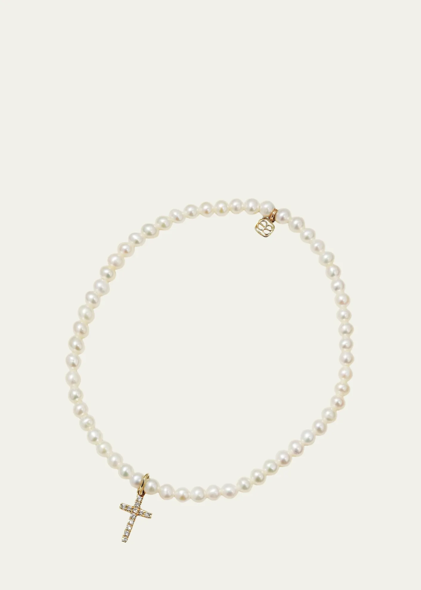 Sydney Evan14k Diamond Cross & Pearl Bracelet