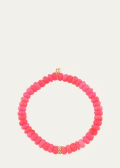 Sydney Evan14K Diamond Daisy Rondelle on Pink Opal Bracelet