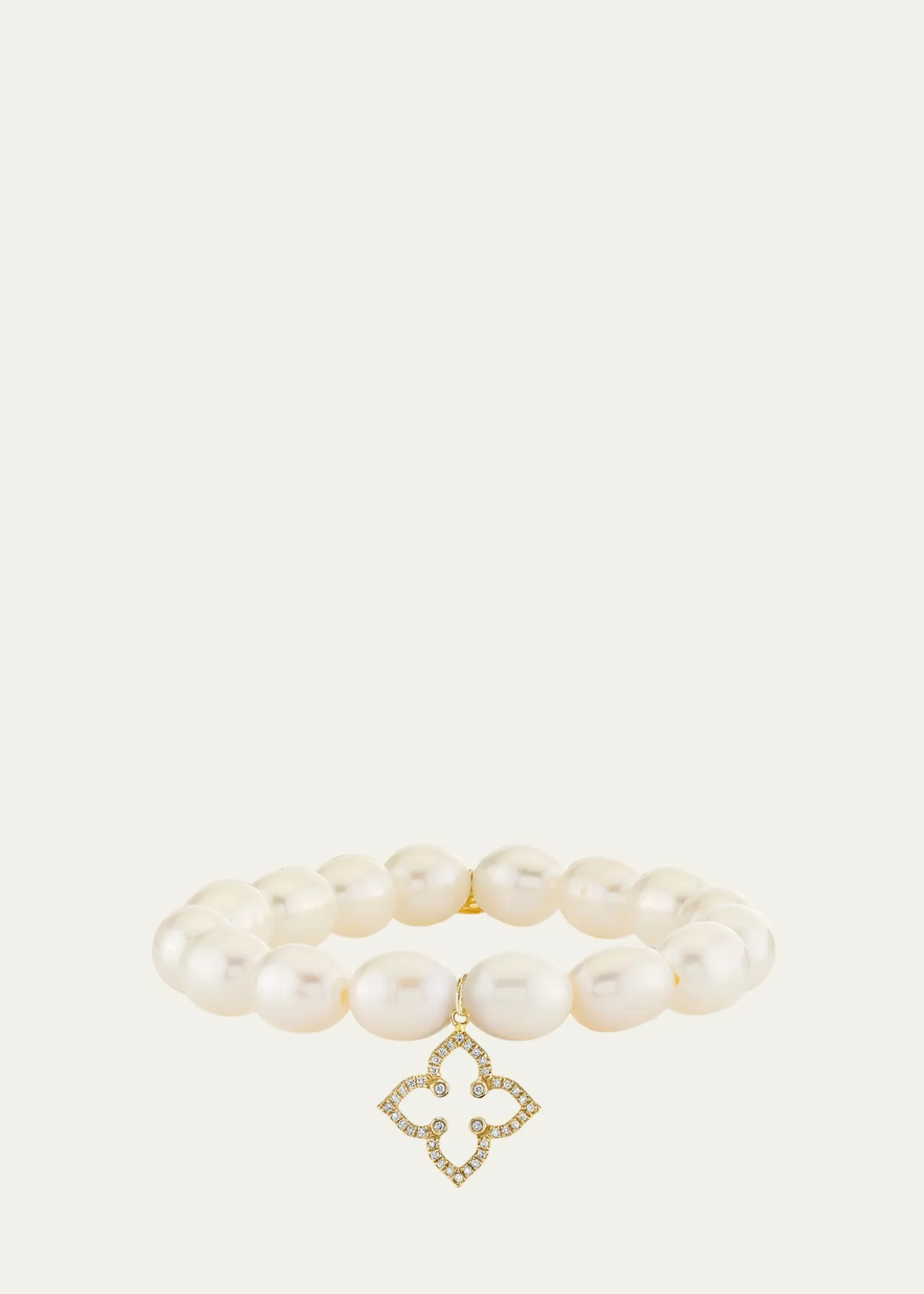 Sydney Evan14K Diamond Moroccan Flower on Pearl Stretch Bracelet