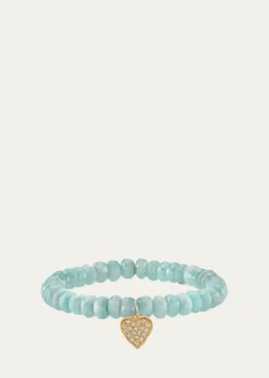 Sydney Evan14K Diamond Pave Heart Charm on Amazonite Bracelet