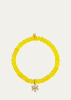 Sydney Evan14K Diamond Pave Daisy on Yellow Opal Bracelet