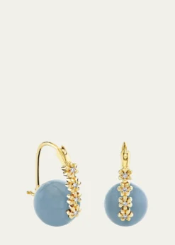 Sydney Evan14K Diamond Tiny Daisy on Agate Earrings, 10mm