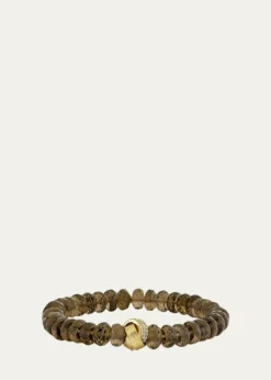 Sydney Evan14K Diamond Tri-Linked Rondelle on Smokey Quartz Bracelet