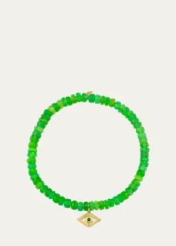 Sydney Evan14K Emerald Evil Eye on Kiwi Opal Bracelet