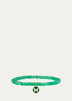 Sydney Evan14K Enamel Butterfly on Green Onyx Bracelet