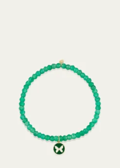 Sydney Evan14K Enamel Butterfly on Green Onyx Bracelet