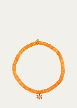 Sydney Evan14K Evil Eye Flower on Orange Spessartite Bracelet