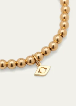 Sydney Evan14K Evil Eye Link Charm on Round Gold Bead Bracelet