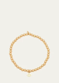 Sydney Evan14K Evil Eye Link Charm on Round Gold Bead Bracelet