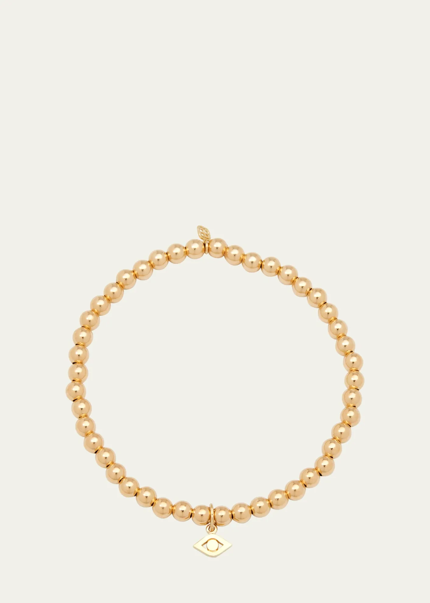 Sydney Evan14K Evil Eye Link Charm on Round Gold Bead Bracelet