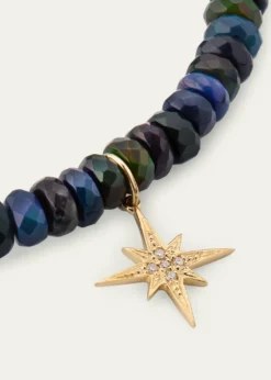 Sydney Evan14K Gold & Diamond Pave Starburst Charm on Ethiopian Opal Bracelet