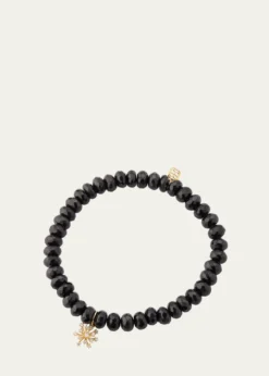 Sydney Evan14K Gold & Diamond Small Burst Flower on Spinel Beads Bracelet