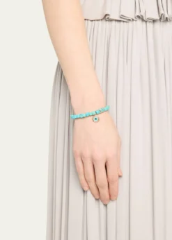 Sydney Evan14K Gold and Diamond Marquise Eye Turquoise Bracelet