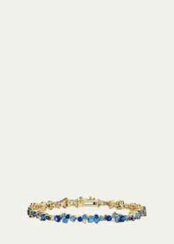 Sydney Evan14K Gold and Sapphire Cocktail Tennis Bracelet with Diamonds
