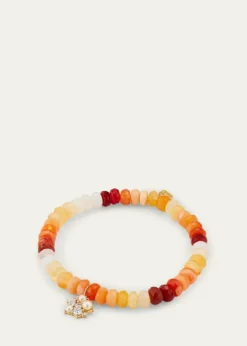 Sydney Evan14K Gold Charm and Fire Opal Bead Bracelet
