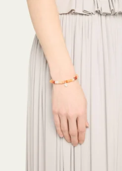 Sydney Evan14K Gold Charm and Fire Opal Bead Bracelet