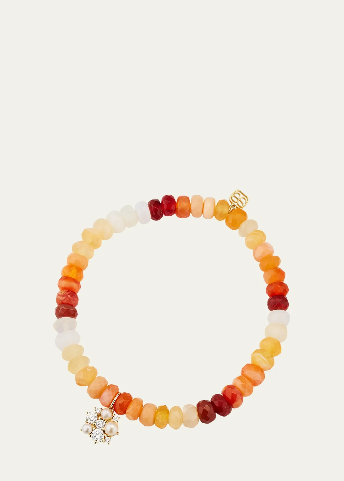 Sydney Evan14K Gold Charm and Fire Opal Bead Bracelet