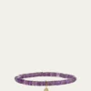 Sydney Evan14K Gold Diamond Tiny Pave Feather on Amethyst Heishi Bracelet