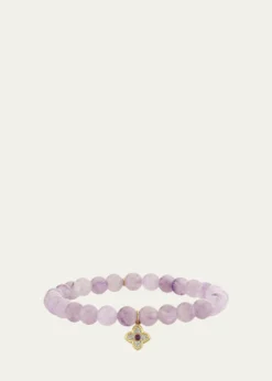 Sydney Evan14K Gold Diamond Moroccan Flower on Amethyst Bracelet