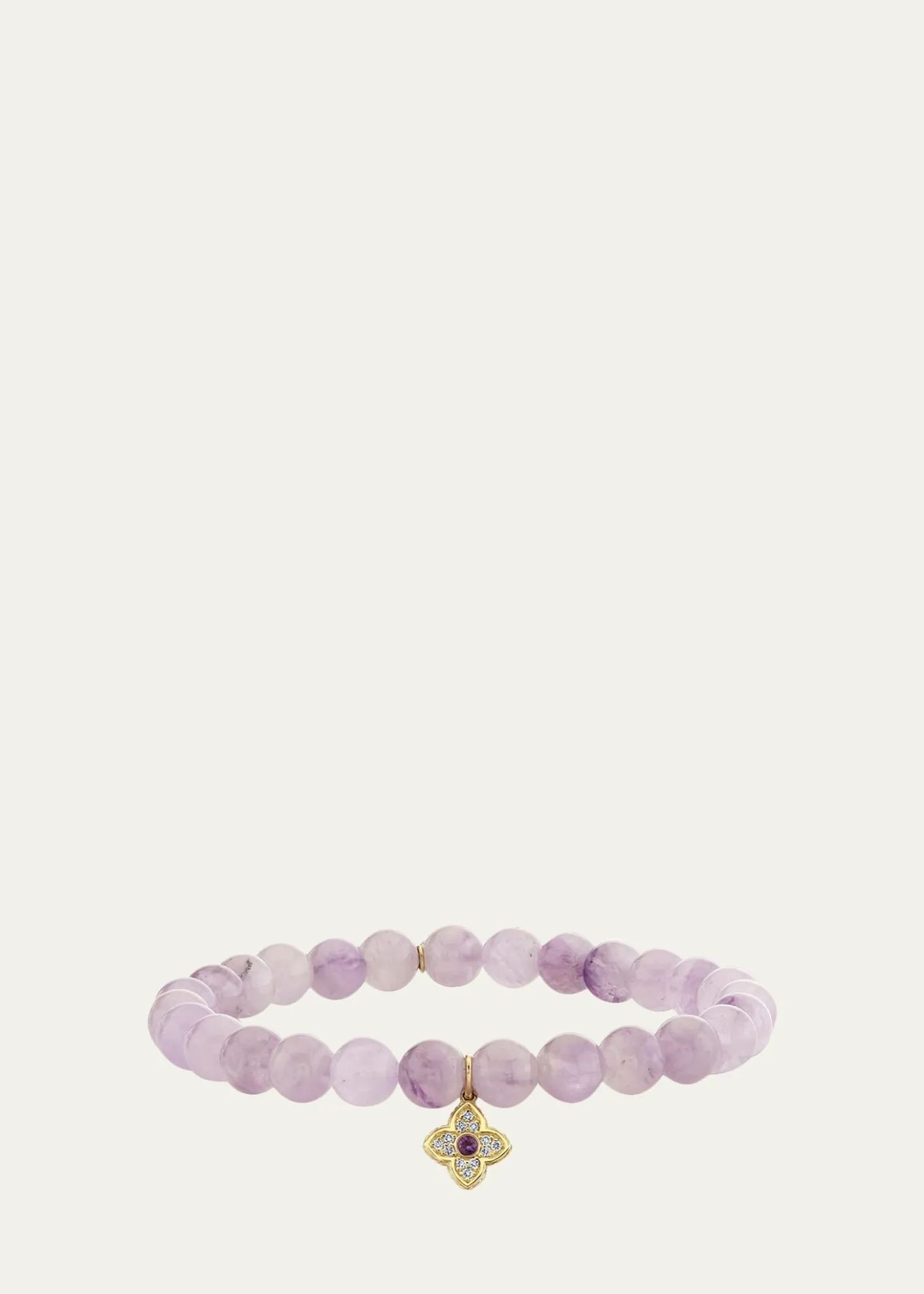 Sydney Evan14K Gold Diamond Moroccan Flower on Amethyst Bracelet