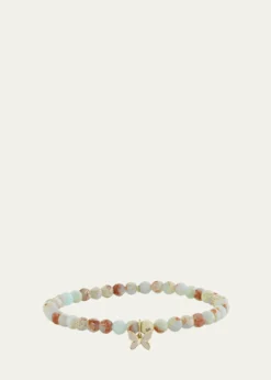 Sydney Evan14K Gold Enamel Tiny Butterfly on Impression Jasper Bracelet