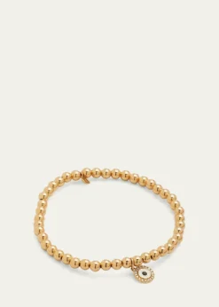 Sydney Evan14k Gold 4mm Bead & Diamond Evil Eye Bracelet
