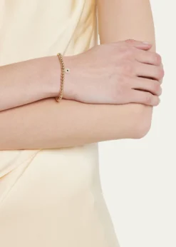 Sydney Evan14k Gold 4mm Bead & Diamond Evil Eye Bracelet