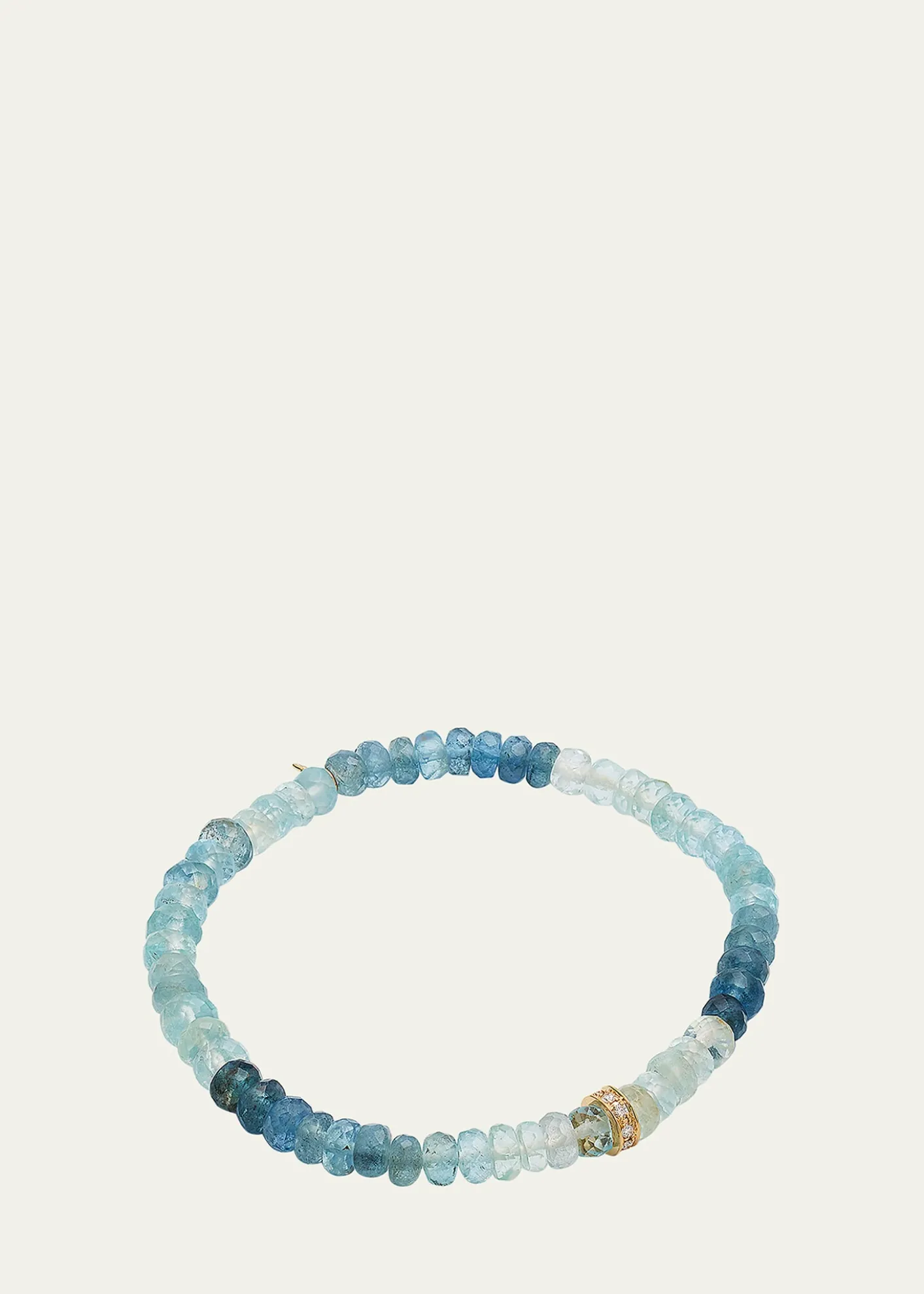 Sydney Evan14K Gold 6mm Diamond Rondelle on Aqua Faceted Rondelle Bead Bracelet