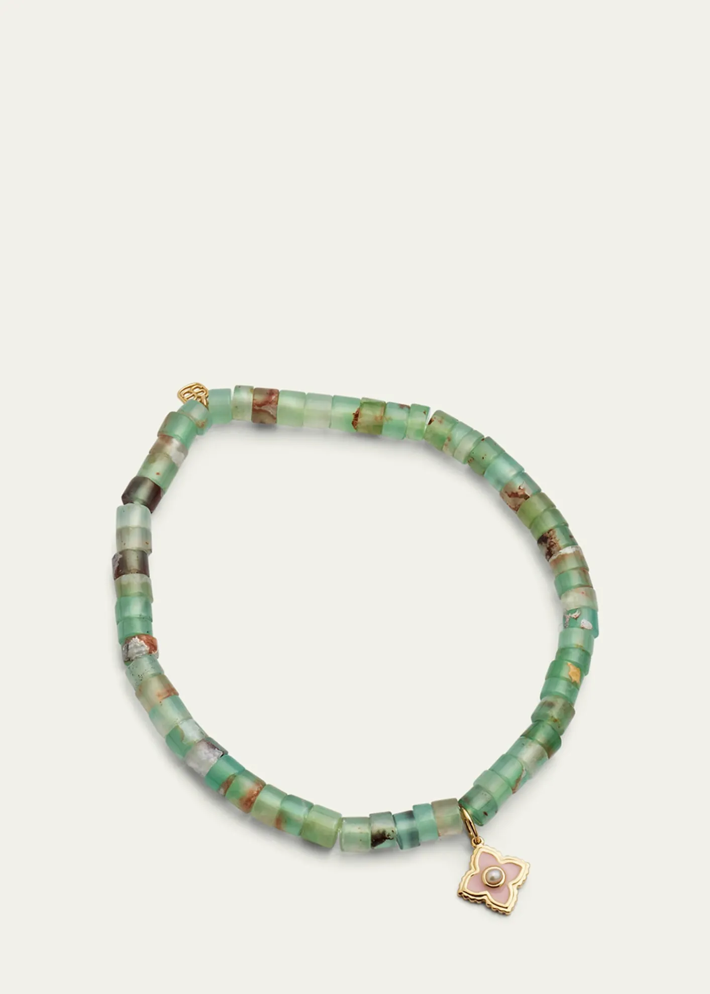 Sydney Evan14k Gold Moroccon Beaded Bracelet with Pearl Charm