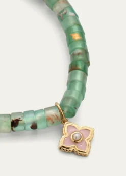 Sydney Evan14k Gold Moroccon Beaded Bracelet with Pearl Charm