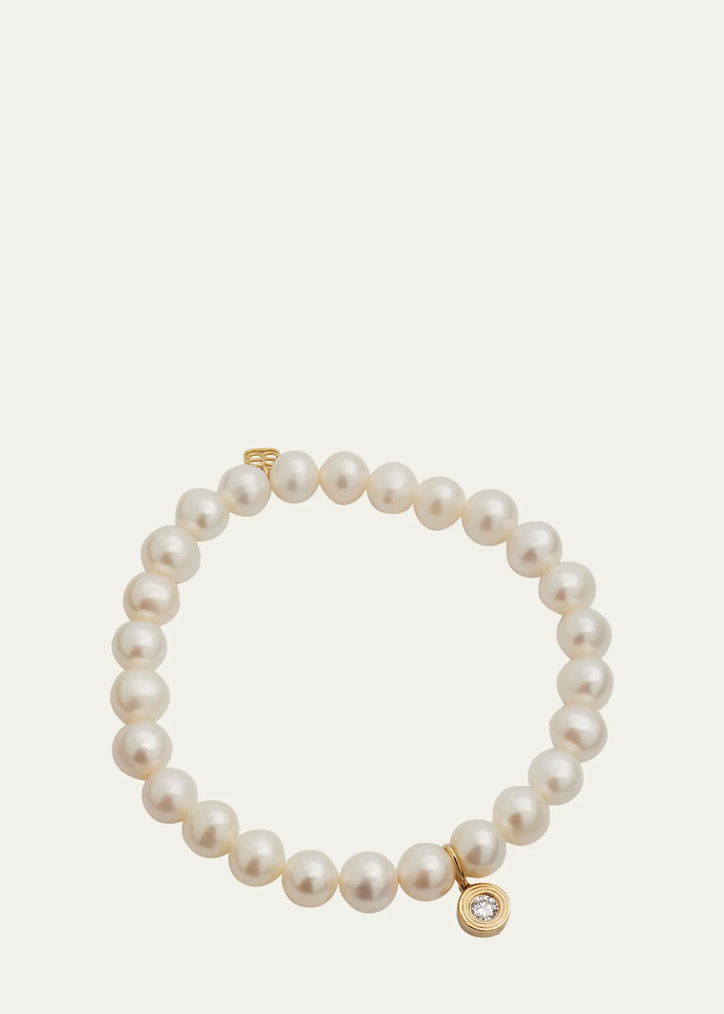 Sydney Evan14k Gold Pearl Beaded Bracelet with Diamond Charm