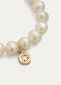 Sydney Evan14k Gold Pearl Beaded Bracelet with Diamond Charm