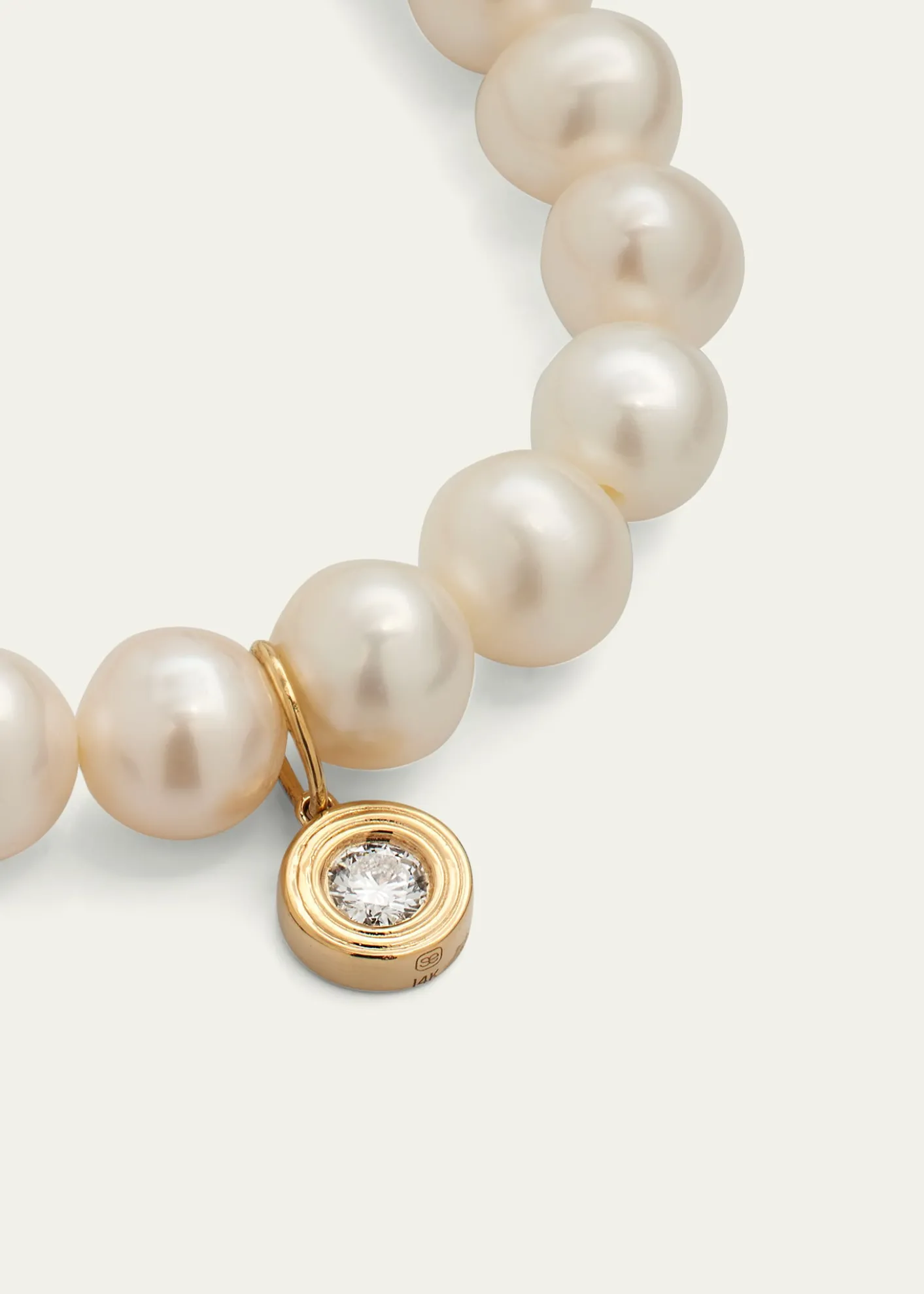 Sydney Evan14k Gold Pearl Beaded Bracelet with Diamond Charm