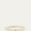 Sydney Evan14K Half Pave Heart Charm on Pearl Stretch Bracelet