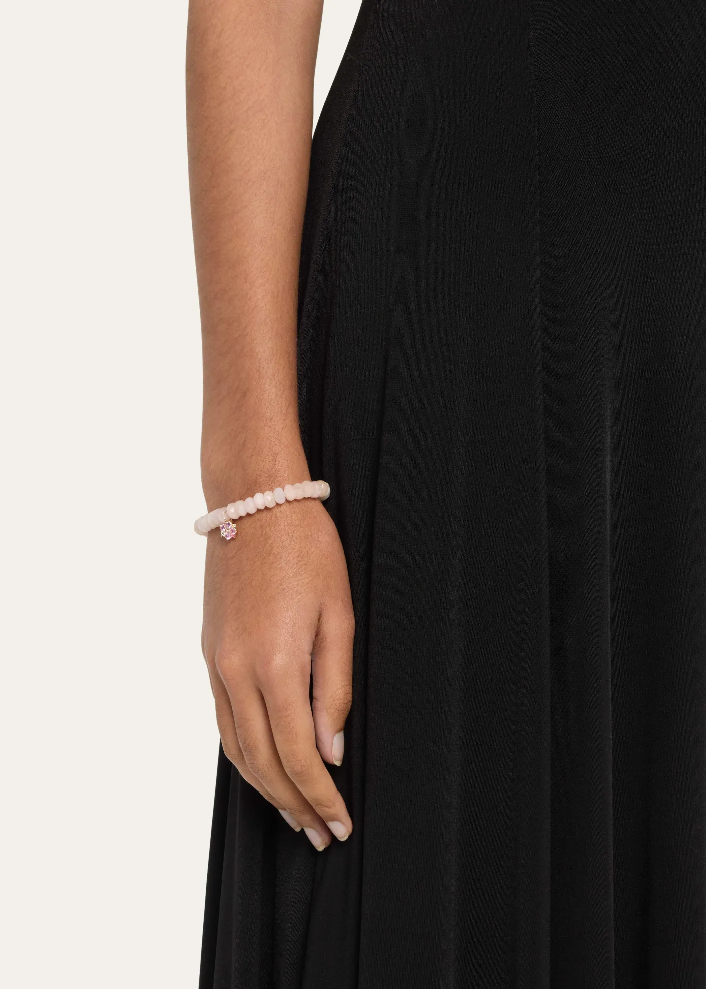 Sydney Evan14k Morganite Beaded Bracelet with Disc Charm