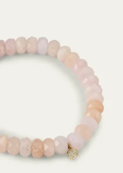 Sydney Evan14k Morganite Beaded Bracelet with Disc Charm