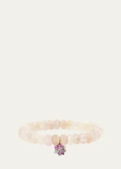 Sydney Evan14k Morganite Beaded Bracelet with Disc Charm
