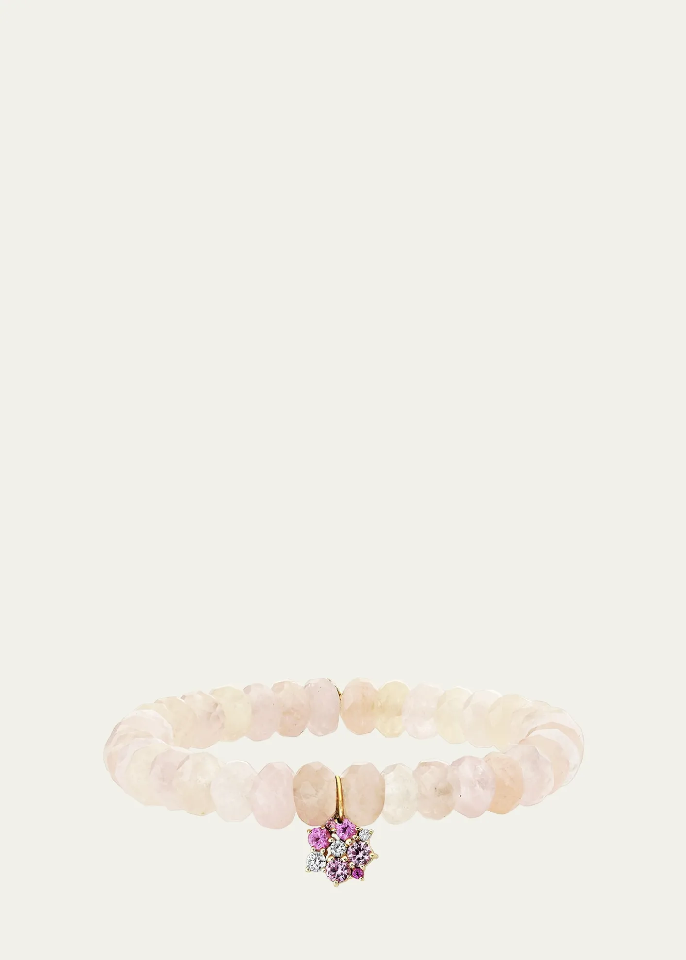 Sydney Evan14k Morganite Beaded Bracelet with Disc Charm