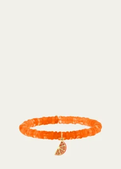 Sydney Evan14K Orange Slice Charm on Ethiopian Opal Stretch Bracelet