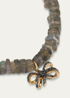 Sydney Evan14K Pave and Labradorite Bracelet with Double Bow Charm